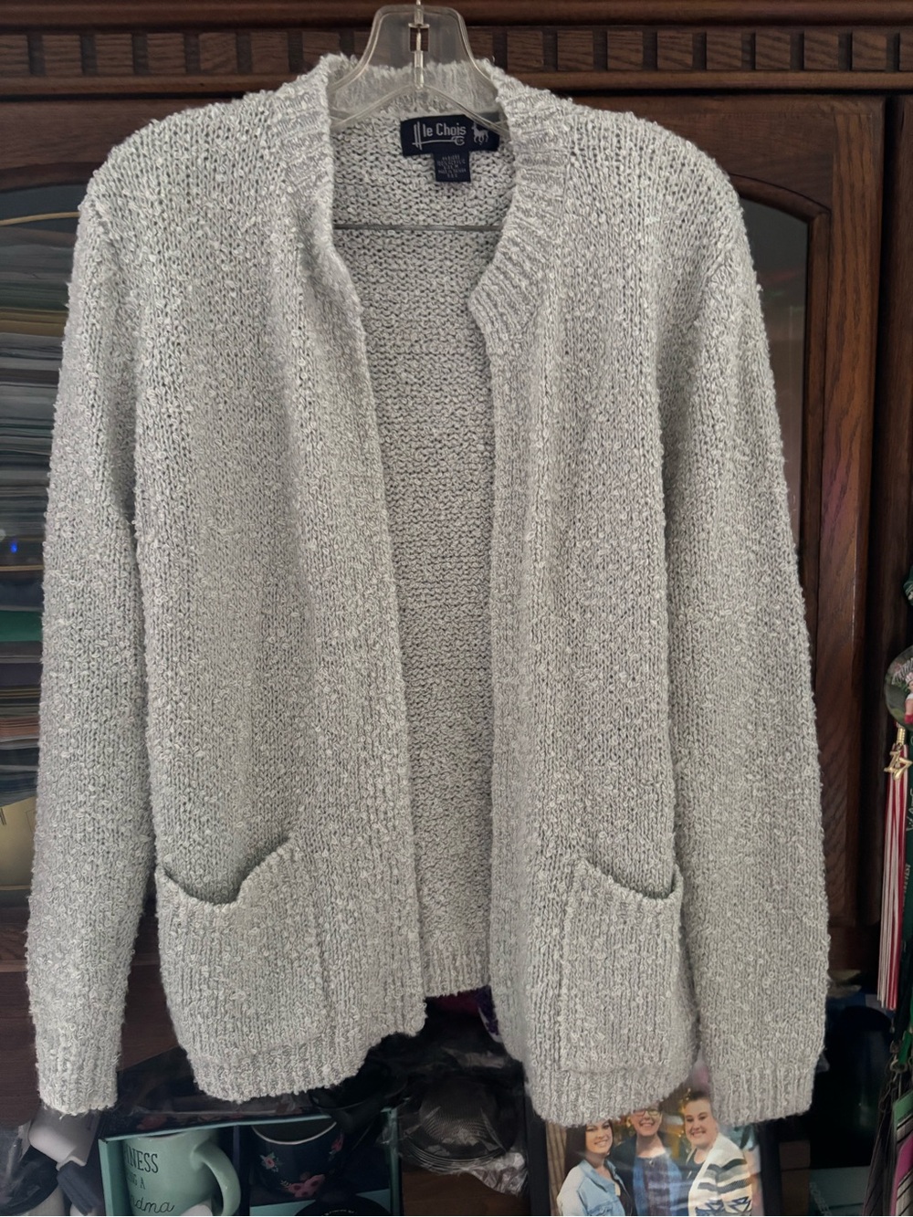 Light Gray Open-Front Women's Cardigan